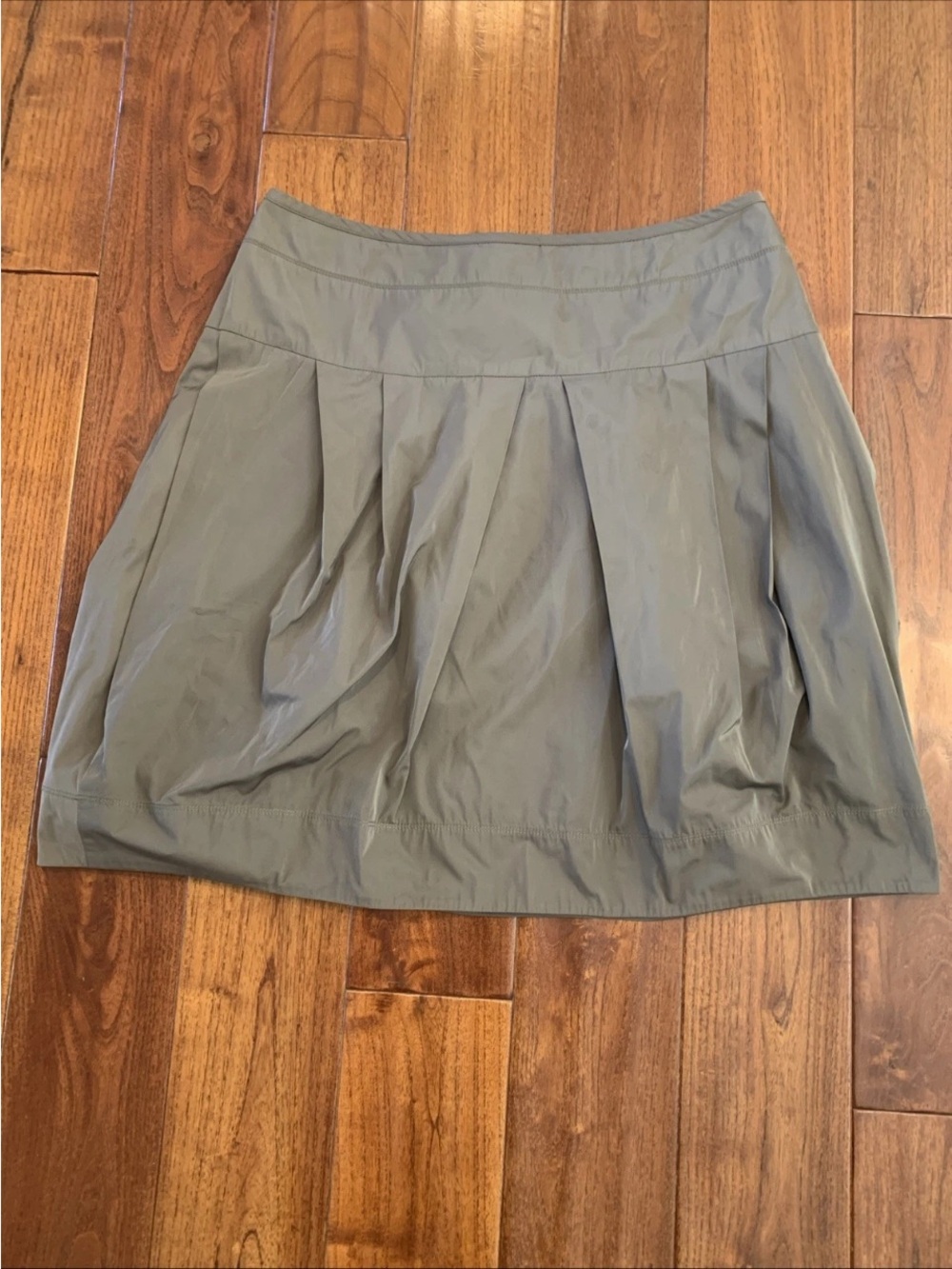 LIDA BADAY Bubble Skirt Size 12 Rear Zip Knee Length Brown Pleated Pockets Lined